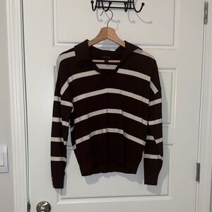 super soft striped collared sweater